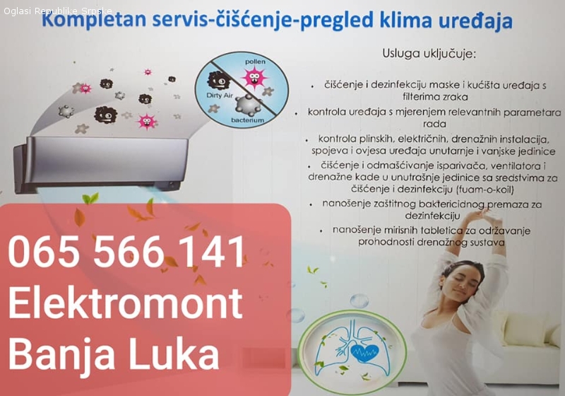-25% AKCIJA!!!čišćenje i dezinfekcija klima 30 KM Banja Luka