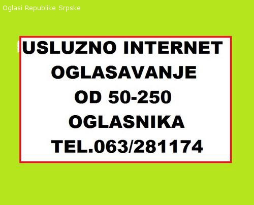 Usluzno internet oglašavanje na 50-100-150-200 Oglasnika